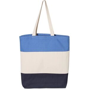 NWOT Tricolor Blue Cotton Canvas Tote